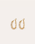 GAS BIJOUX -Boucles d’oreilles créoles LYRE dorées à l’or fin - Nacre blanche et labradorite