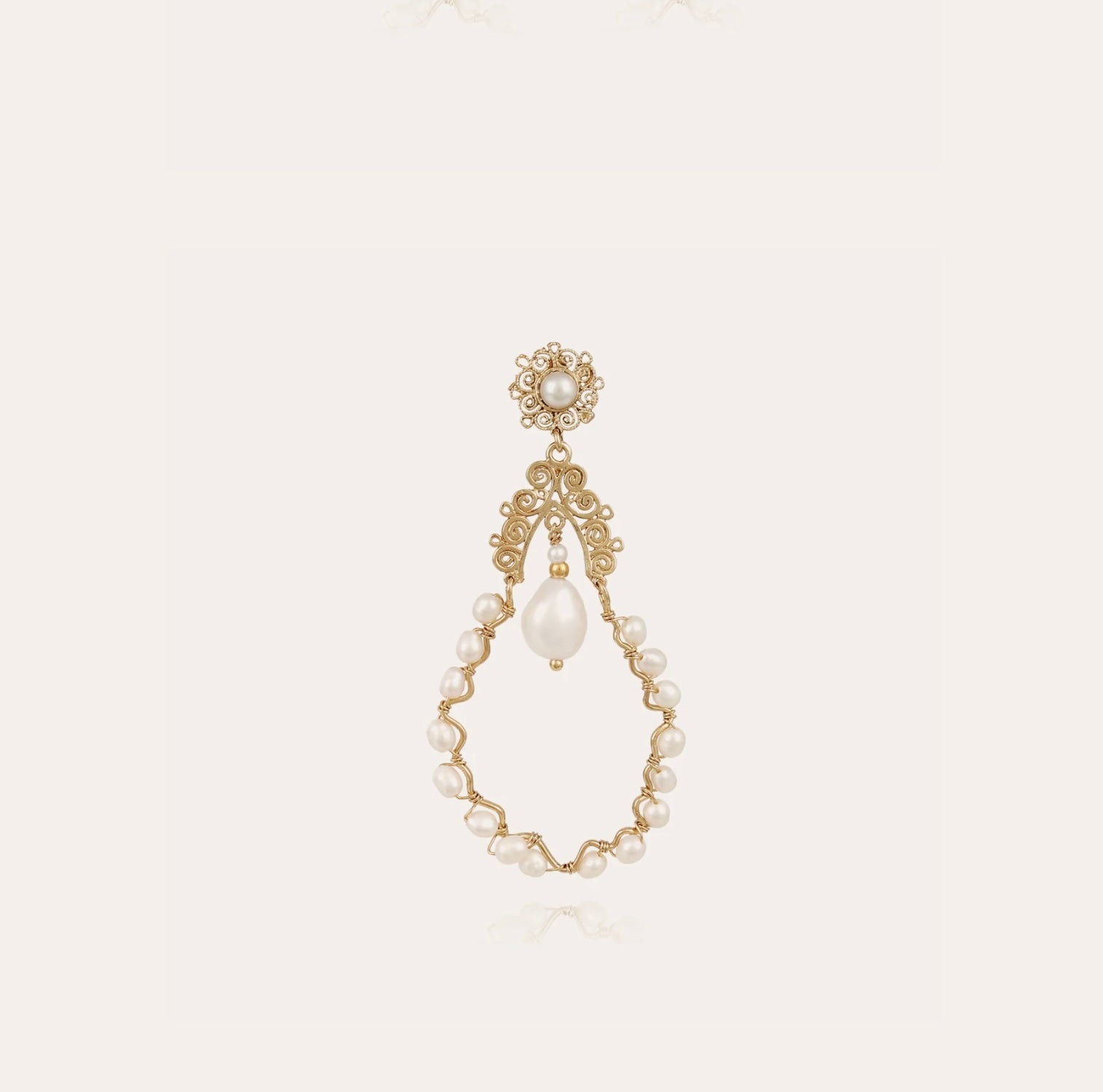 GAS BIJOUX - Boucles d’oreilles NUBIA dorées- Nacré blanche et métal doré à l’or fin