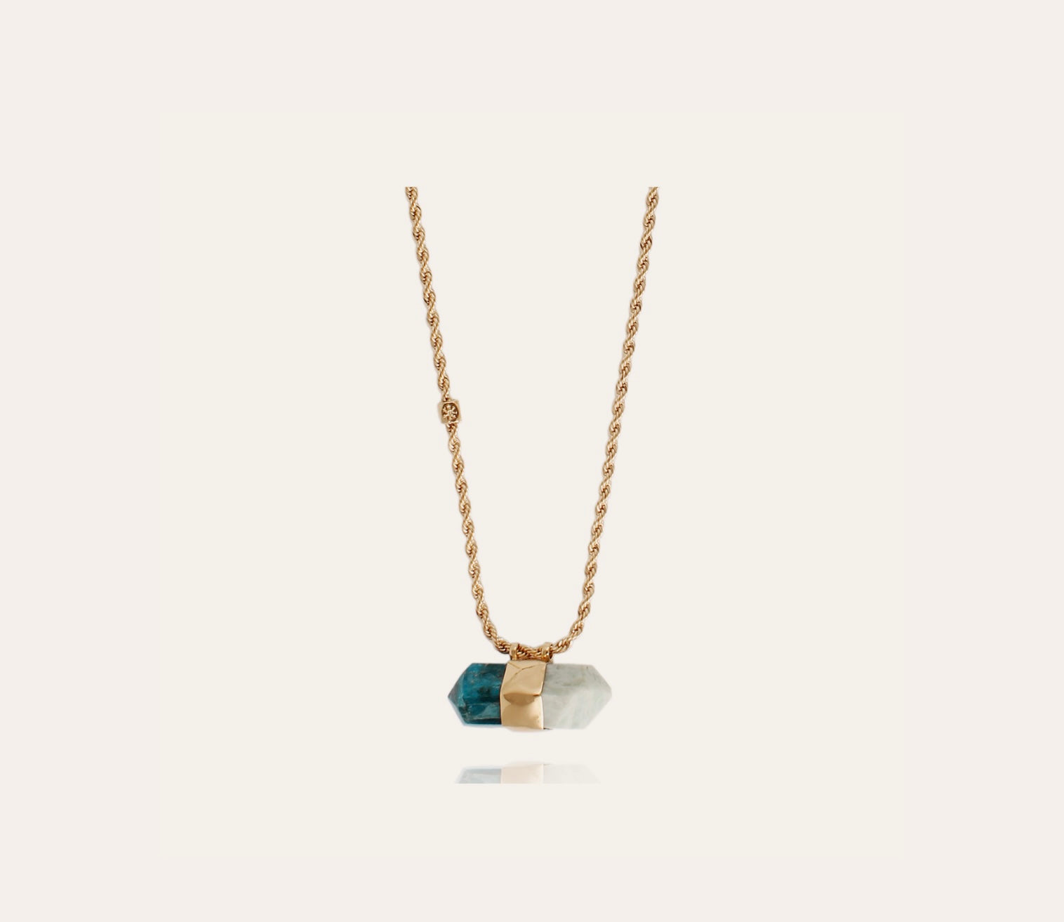 GAS BIJOUX - Collier AVENTURINE grand modèle doré - Apatite bleu et amazonite