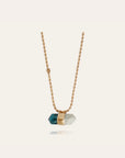 GAS BIJOUX - Collier AVENTURINE grand modèle doré - Apatite bleu et amazonite