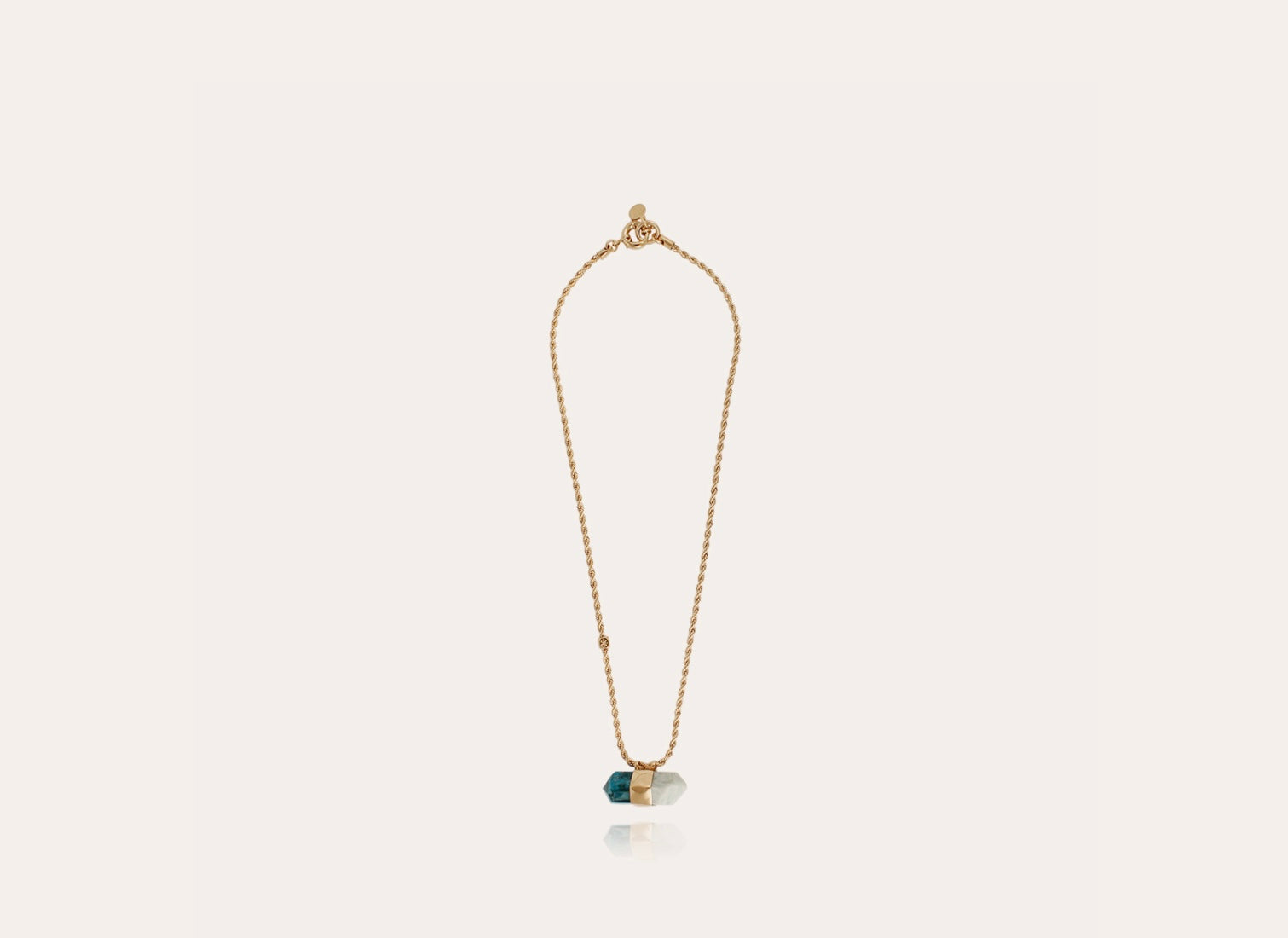 GAS BIJOUX - Collier AVENTURINE grand modèle doré - Apatite bleu et amazonite