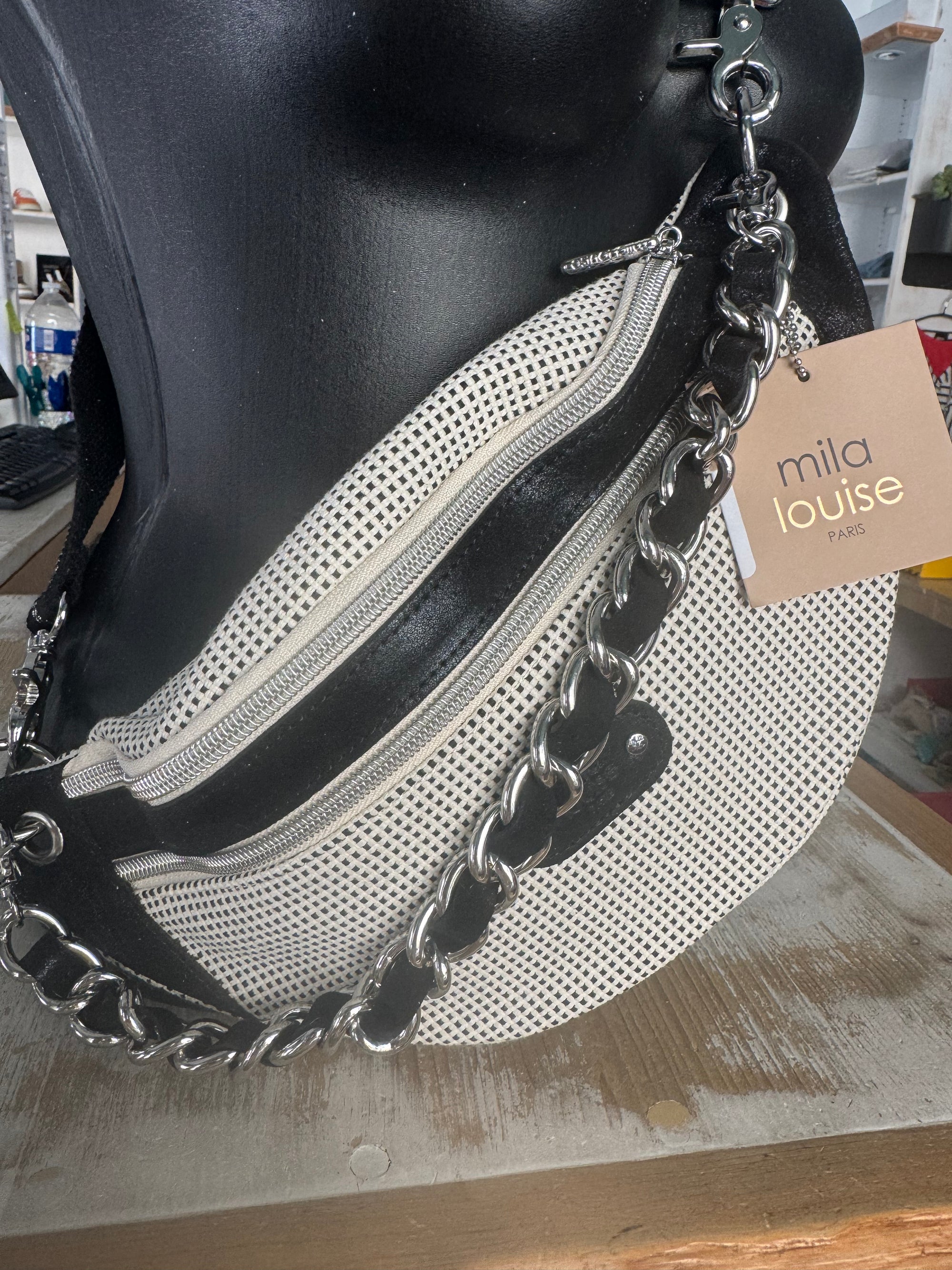 MILA LOUISE - Sac banane PETRA FB MIX - noir argenté