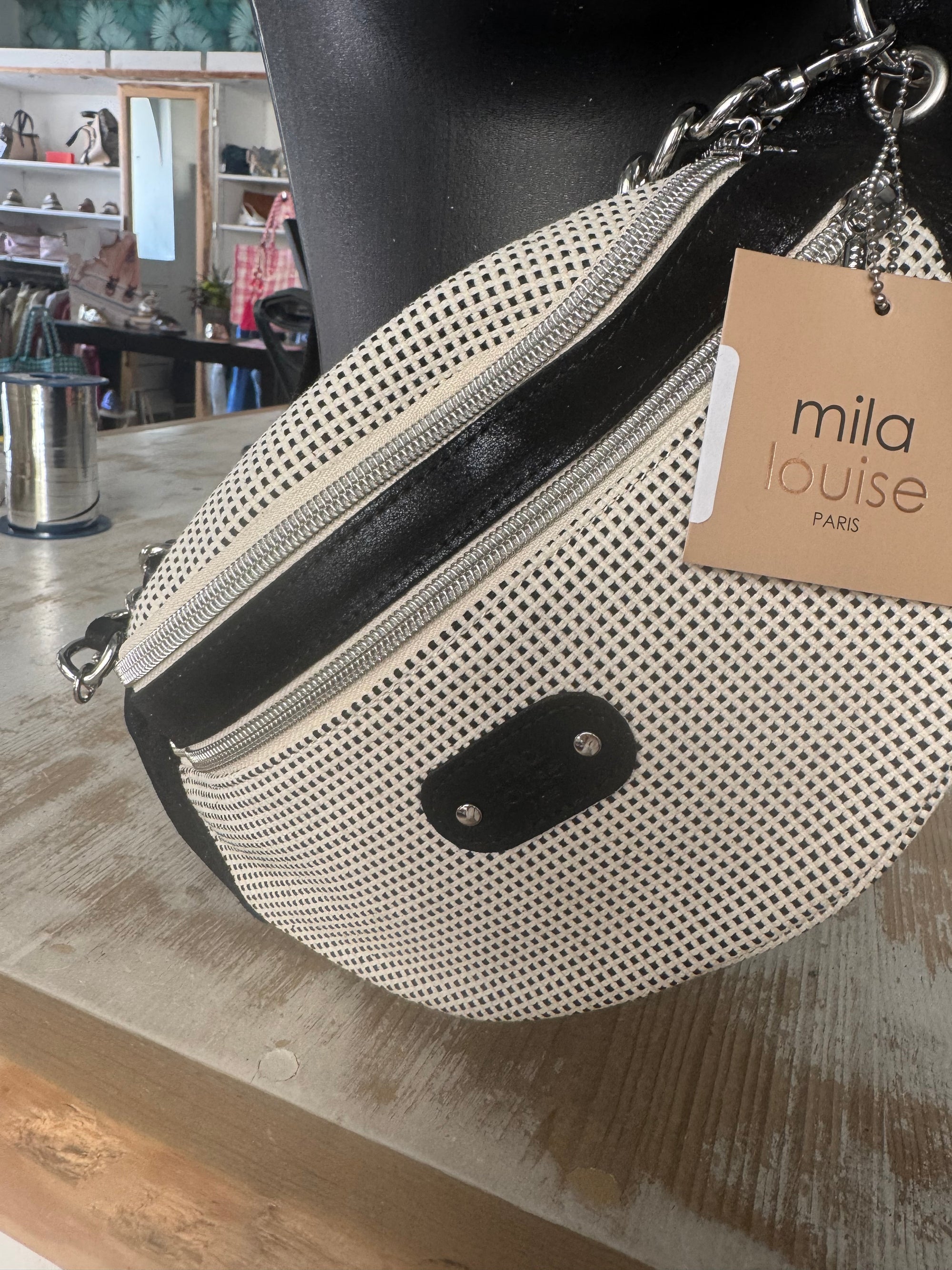 MILA LOUISE - Sac banane PETRA FB MIX - noir argenté