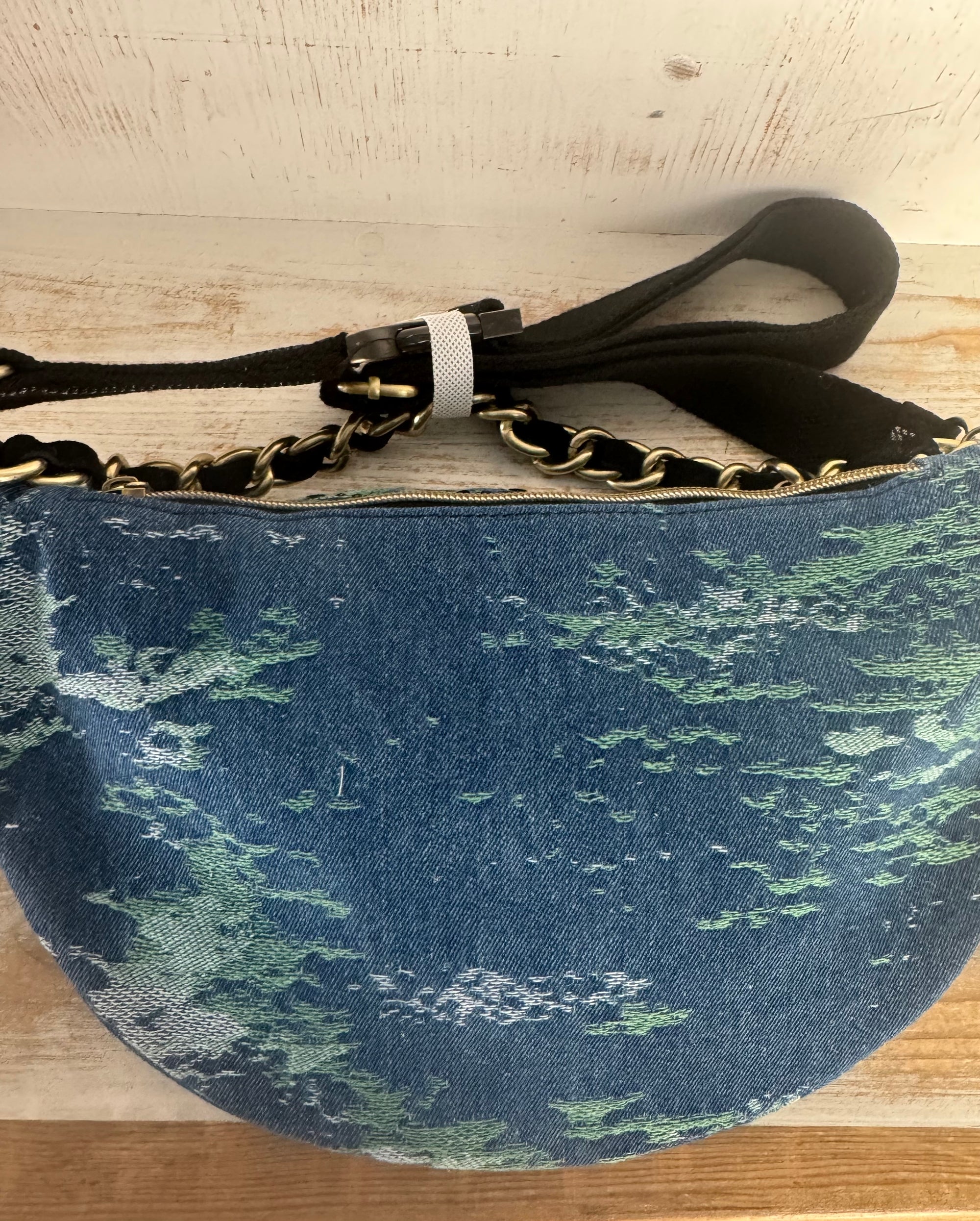 MILA LOUISE - Sac banane PETRA M JN - cuir noir et jean bleu fonce