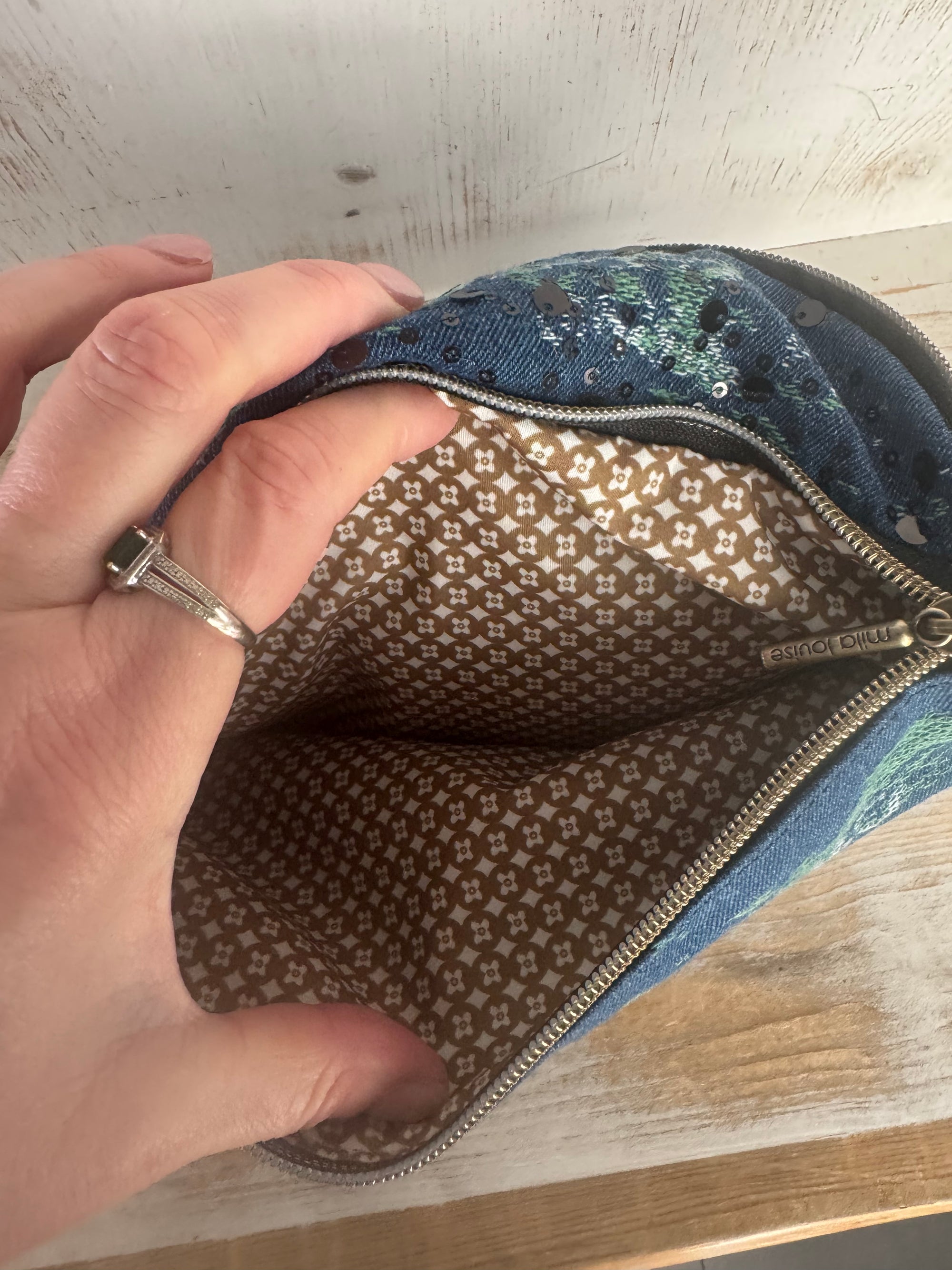 MILA LOUISE - Sac banane PETRA M JN - cuir noir et jean bleu fonce