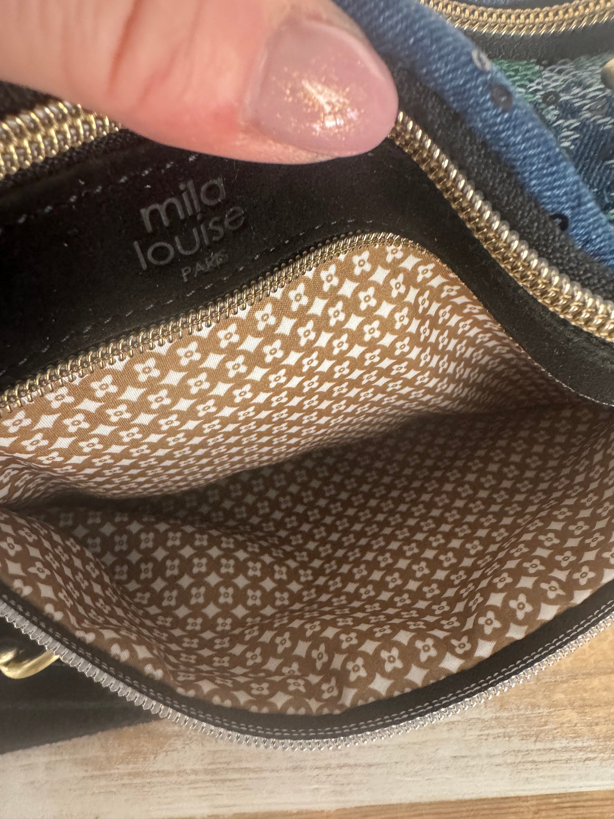 MILA LOUISE - Sac banane PETRA M JN - cuir noir et jean bleu fonce