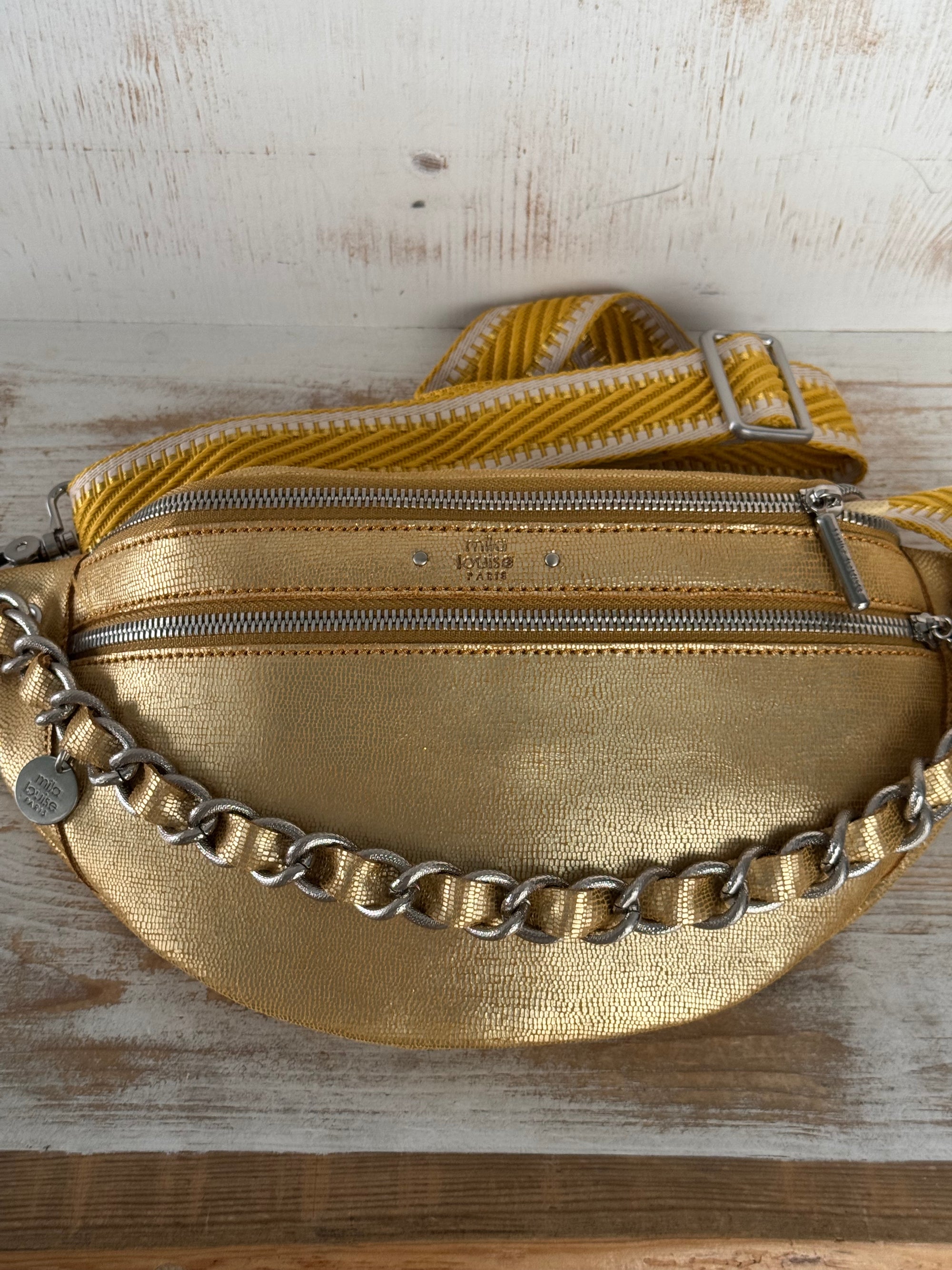 MILA LOUISE - Sac banane PETRA RX - Cuir gold