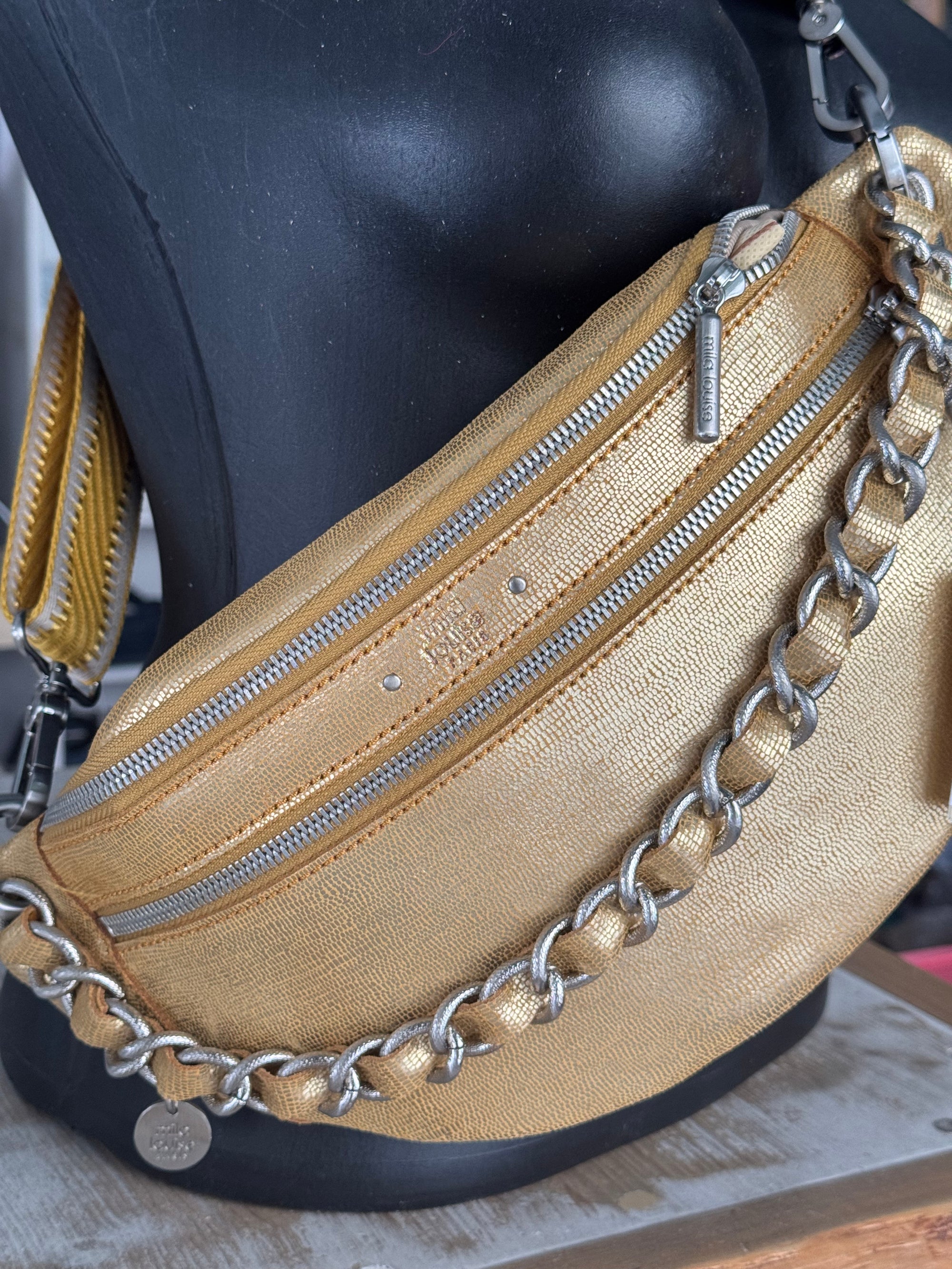 MILA LOUISE - Sac banane PETRA RX - Cuir gold