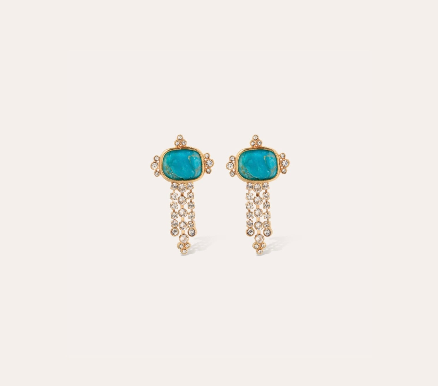 GAS BIJOUX - Boucles d’oreilles TİKİ dorées à l’or fin - Turquoise
