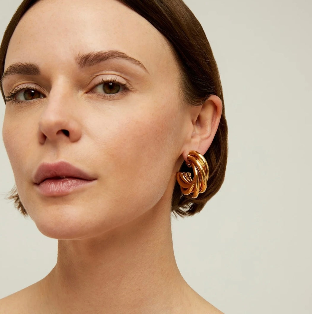 GAS BIJOUX - Boucles d’oreilles créoles ATIK moyen modèle dorées à l’or fin - Tiges droites