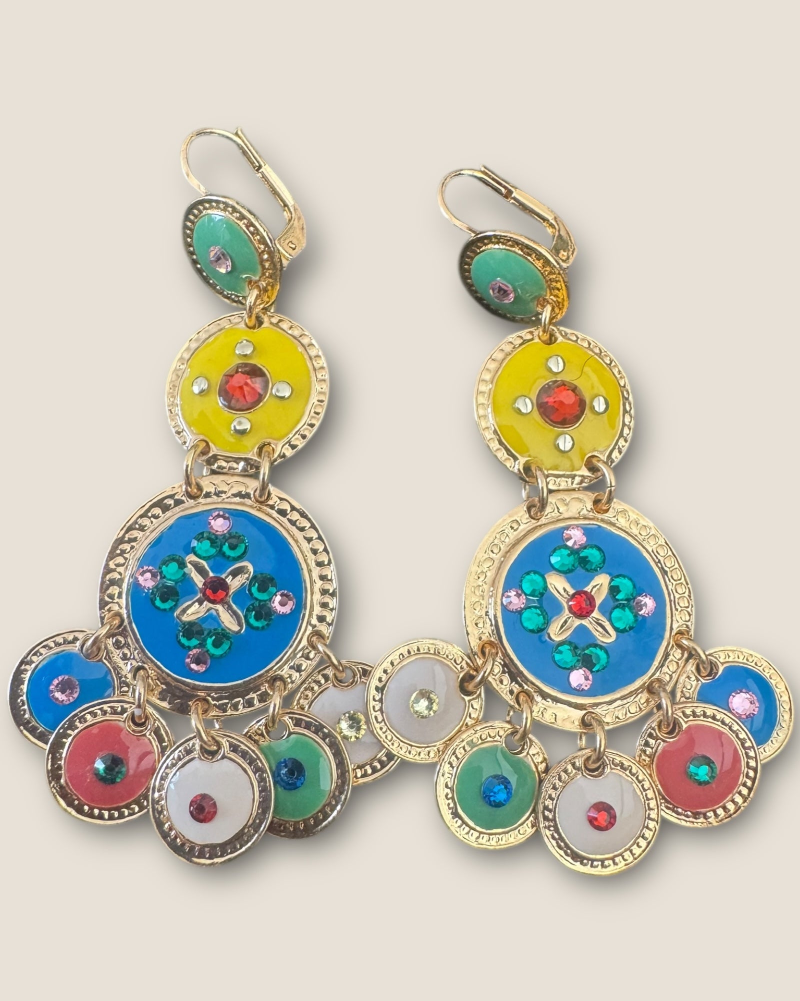 GAS BIJOUX - Boucles d’oreilles SEQUIN 3 rangs dorées métal à l’or fin