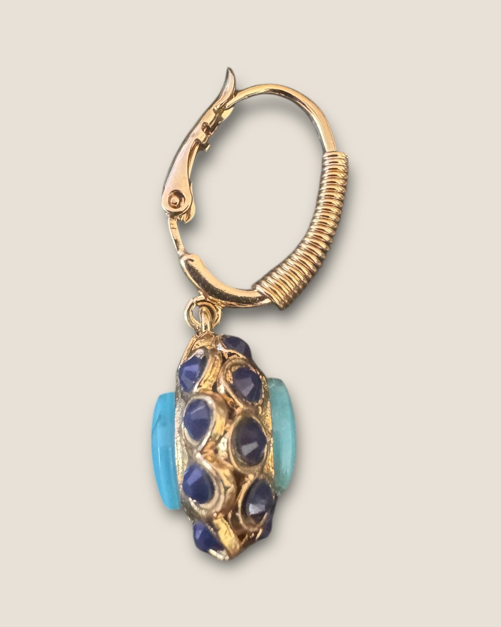 GAS BIJOUX - Boucles d’oreilles TAO SPLASH dorées - Bleu et bleu marine