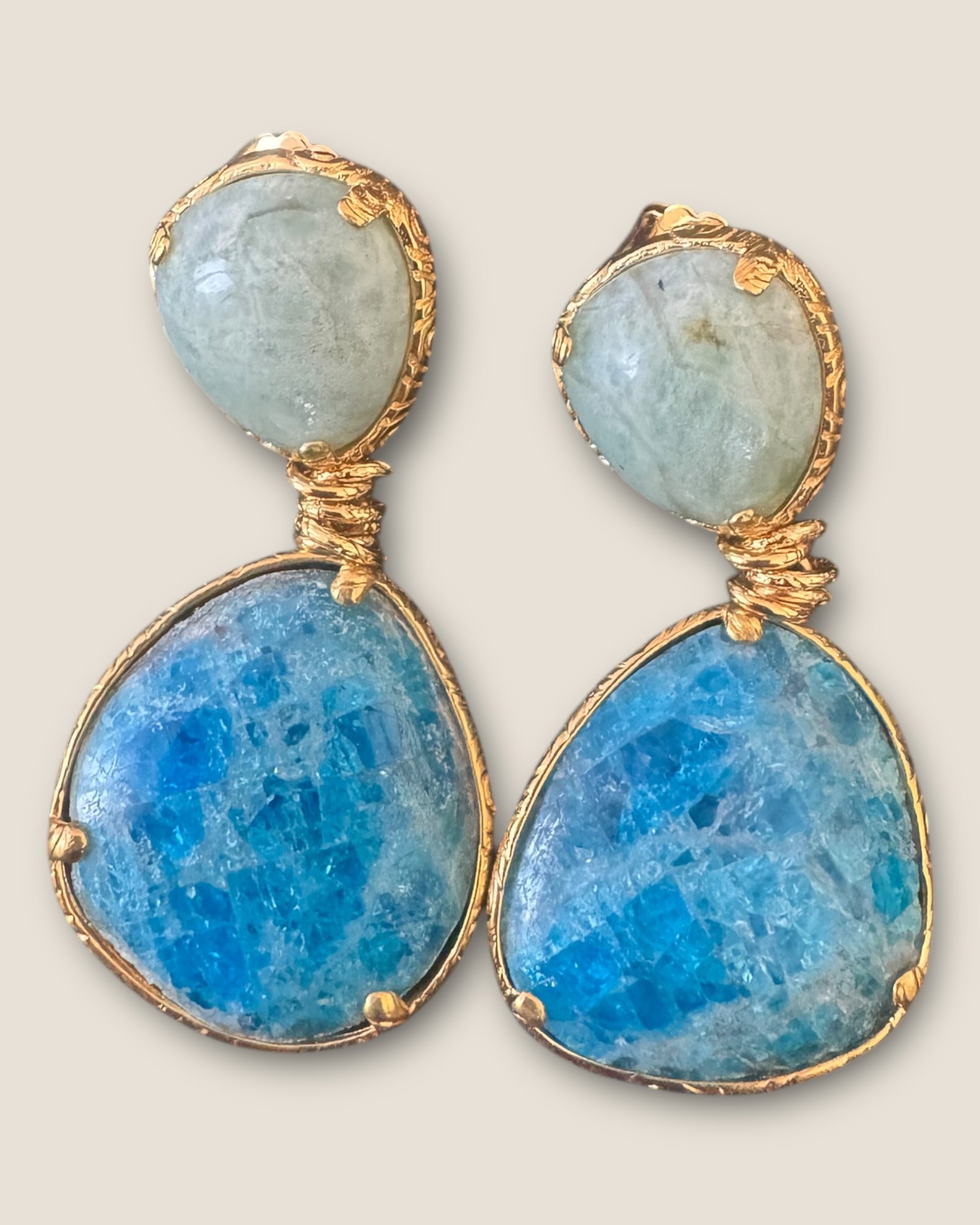 GAS BIJOUX - Boucles d’oreilles SILIA dorées - Turquoise et Amazonite