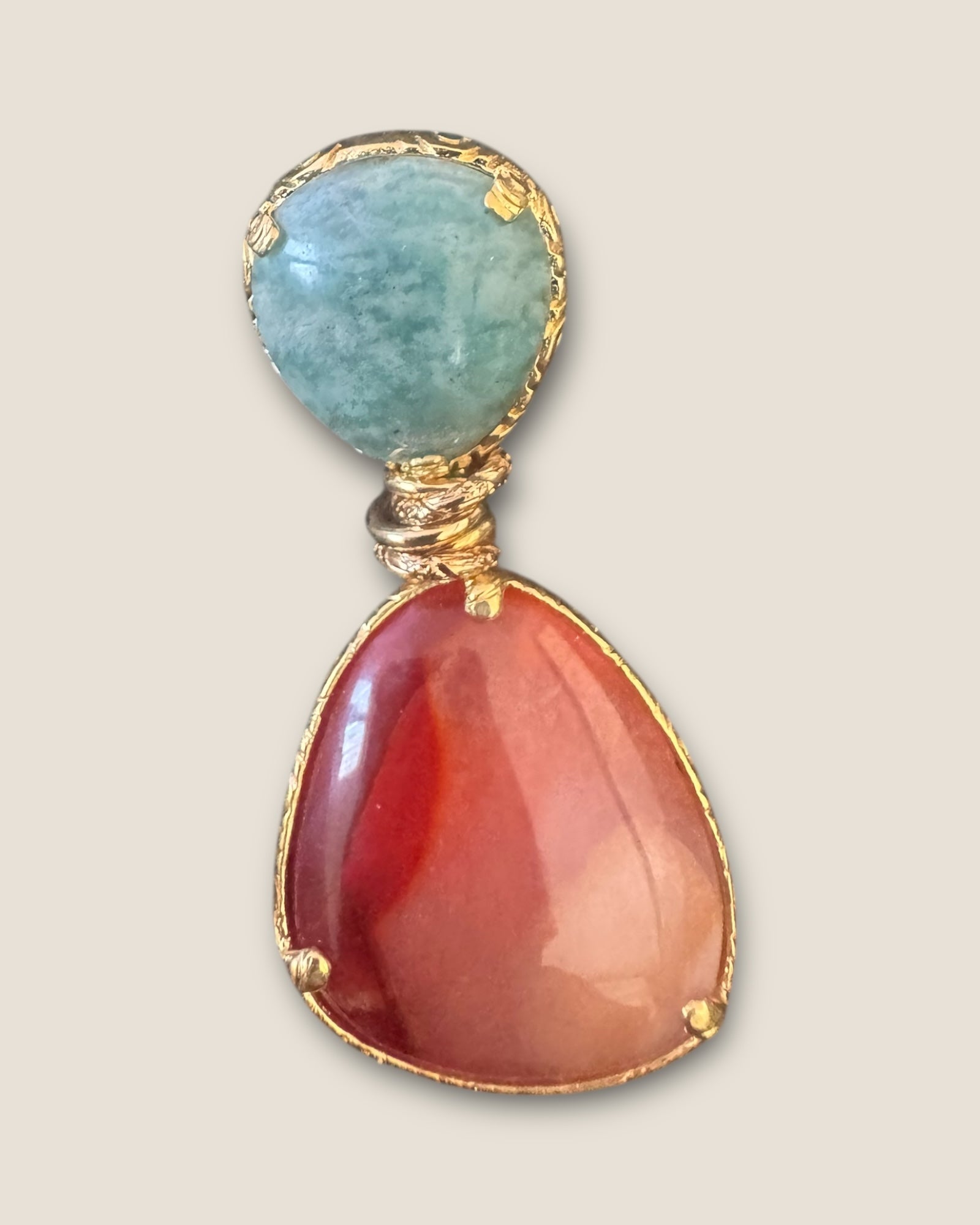 GAS BIJOUX - Boucles d’oreilles SILIA dorées - Aigue marine et Cornaline