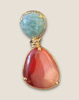GAS BIJOUX - Boucles d’oreilles SILIA dorées - Aigue marine et Cornaline