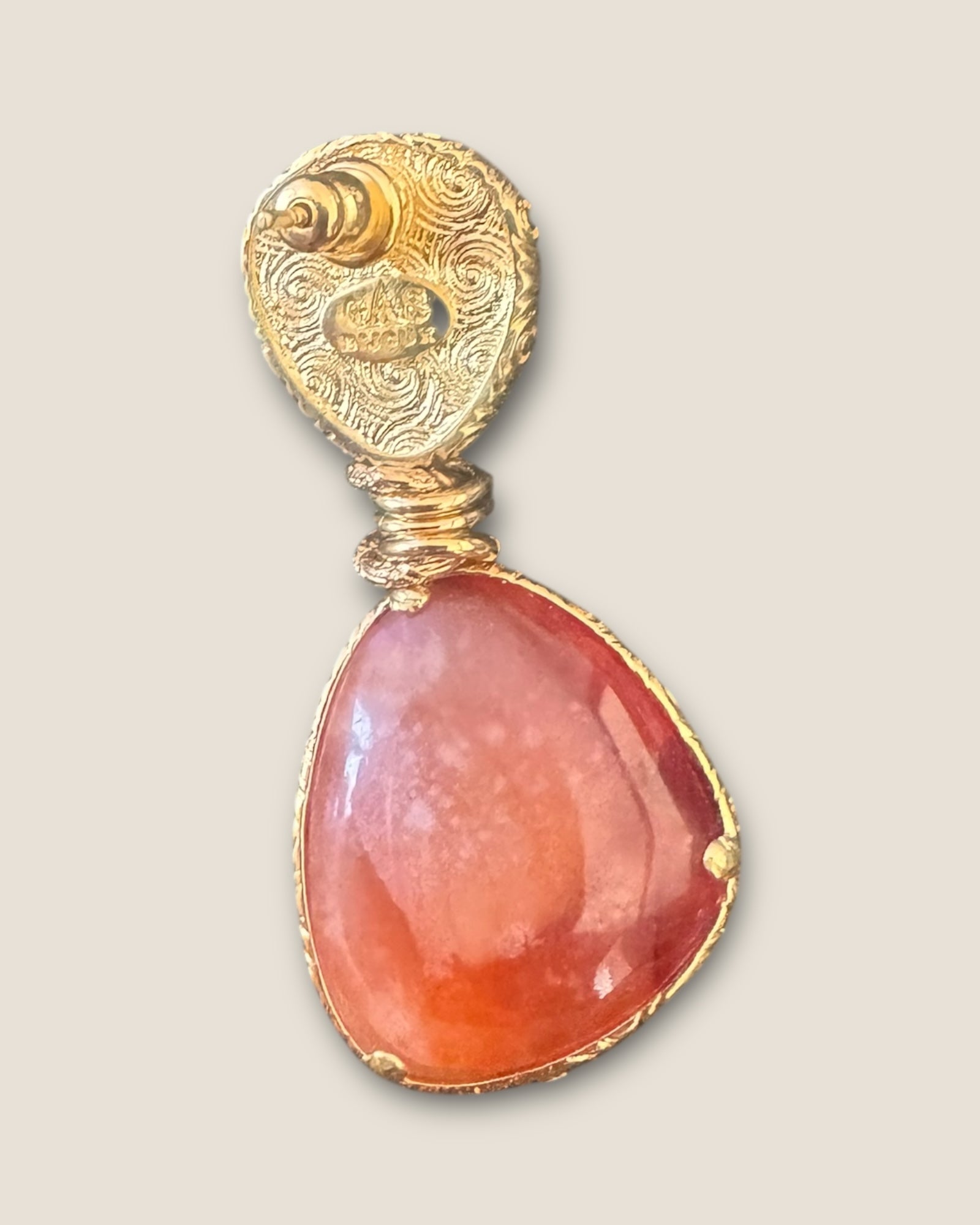GAS BIJOUX - Boucles d’oreilles SILIA dorées - Aigue marine et Cornaline