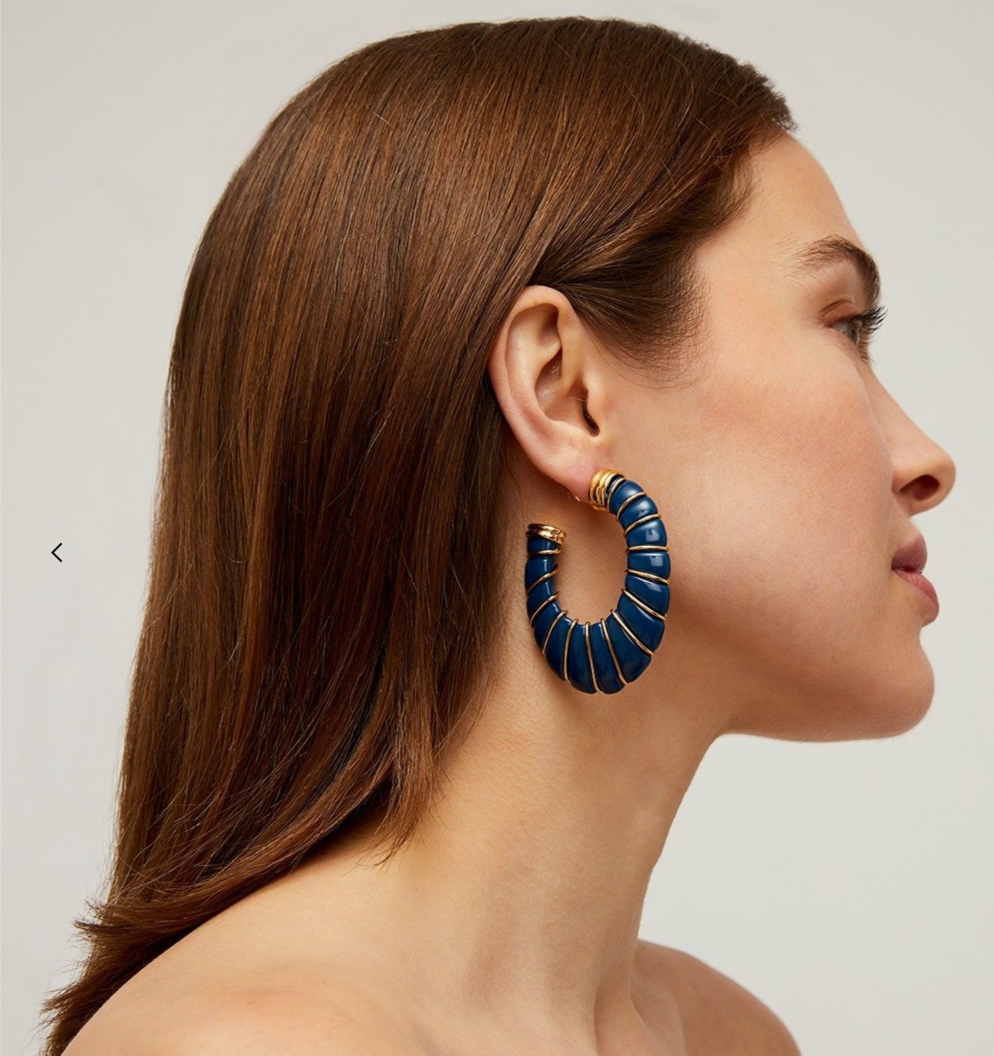 GAS BIJOUX - Boucles d’oreilles CYCLADE grand modèle acétate bleu marine dorées à l’or fin