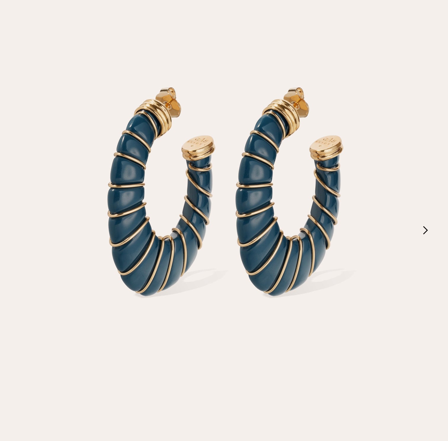 GAS BIJOUX - Boucles d’oreilles CYCLADE grand modèle acétate bleu marine dorées à l’or fin