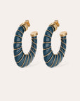 GAS BIJOUX - Boucles d’oreilles CYCLADE grand modèle acétate bleu marine dorées à l’or fin