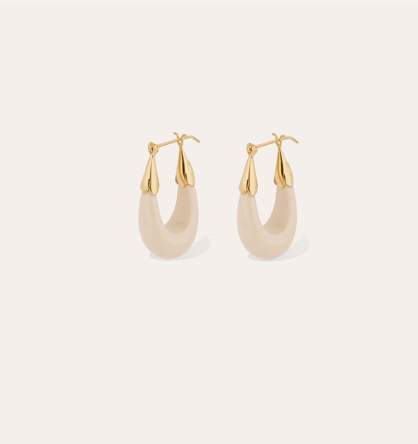 GAS BIJOUX - Boucles d’oreilles ÉCUME petit modèle acétate beige dorées à l’or fin