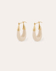 GAS BIJOUX - Boucles d’oreilles ÉCUME petit modèle acétate beige dorées à l’or fin