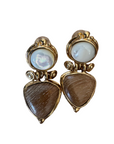 GAS BIJOUX - Boucles d'oreilles COLORADO dorées à l'or fin CLIPS - Nacre et bois