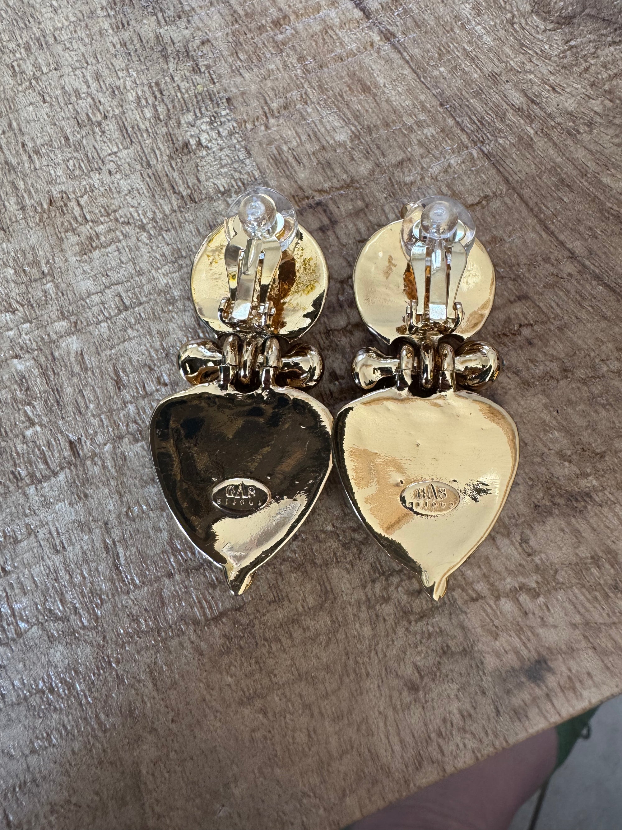 GAS BIJOUX - Boucles d'oreilles COLORADO dorées à l'or fin CLIPS - Nacre et bois