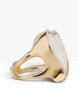 GAS BIJOUX - BAGUE MIRAGE COEUR DORÉE - NACRE BLANCHE - TAILLE 3