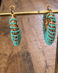 GAS BIJOUX - Boucles d'oreilles IZZIA grand modèle dorées à l'or fin - Turquoise et cristaux de Swarovski orange