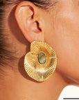 BE MAAD - Boucles d’oreilles COQUILLAGE - Obsidienne dorée