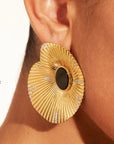 BE MAAD - Boucles d’oreilles COQUILLAGE - Obsidienne dorée