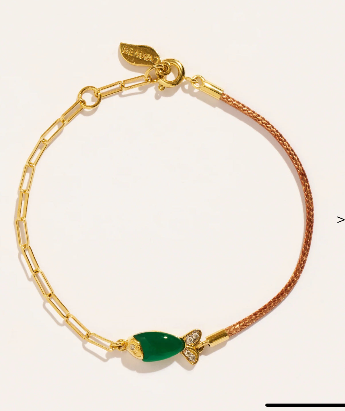 BE MAAD - Bracelet poisson - beige/onyx vert