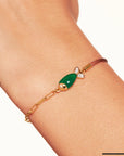 BE MAAD - Bracelet poisson - beige/onyx vert