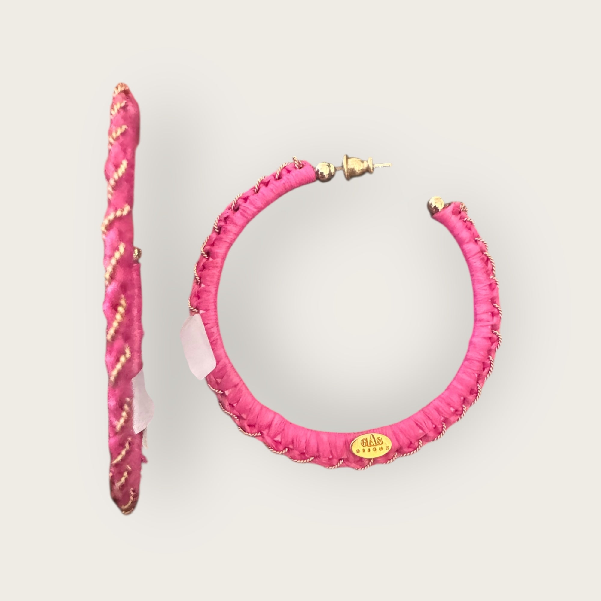 GAS BIJOUX - Boucles d'oreilles Abelo rose Raphia