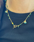 GAS BIJOUX - Collier LUCCE serti doré à l’or fin - Malachite et turquoise
