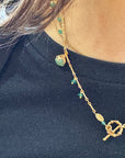 GAS BIJOUX - Collier LUCCE serti doré à l’or fin - Malachite et turquoise