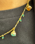 GAS BIJOUX - Collier LUCCE serti doré à l’or fin - Malachite et turquoise