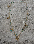 GAS BIJOUX - Collier LUCCE serti doré à l’or fin - Malachite et turquoise