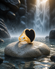 GAS BIJOUX - BAGUE MIRAGE COEUR EMAIL NOIR - TAILLE 3