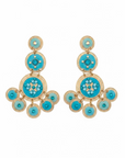 GAS BIJOUX - BOUCLES D'OREILLES SEQUIN TRIPLE DORÉES - TURQUOISE