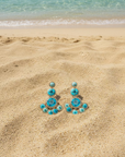 GAS BIJOUX - BOUCLES D'OREILLES SEQUIN TRIPLE DORÉES - TURQUOISE