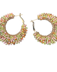 GAS BIJOUX - BOUCLES D'OREILLES IZZIA PERLE GM DOREES - VERTES ET ROSES