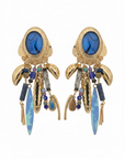 GAS BIJOUX - BOUCLES D'OREILLES CLIPS BALANDRA DORÉES ET BLEUES