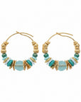 GAS BIJOUX - BOUCLES D'OREILLES CREOLES ALOHA MINI - BLEUES ET VERTES
