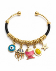 GAS BIJOUX - BRACELET ZANCHA DORÉ ET FILS DE SOIE NOIR