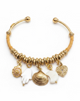 GAS BIJOUX - BRACELET ZANCHA DORÉ - PAMPILLES DORÉES ET BLANCHES