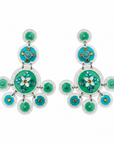 GAS BIJOUX - BOUCLES D'OREILLES SEQUINS TRIPLE - TIGES DROITES - base blanche et tons de verts
