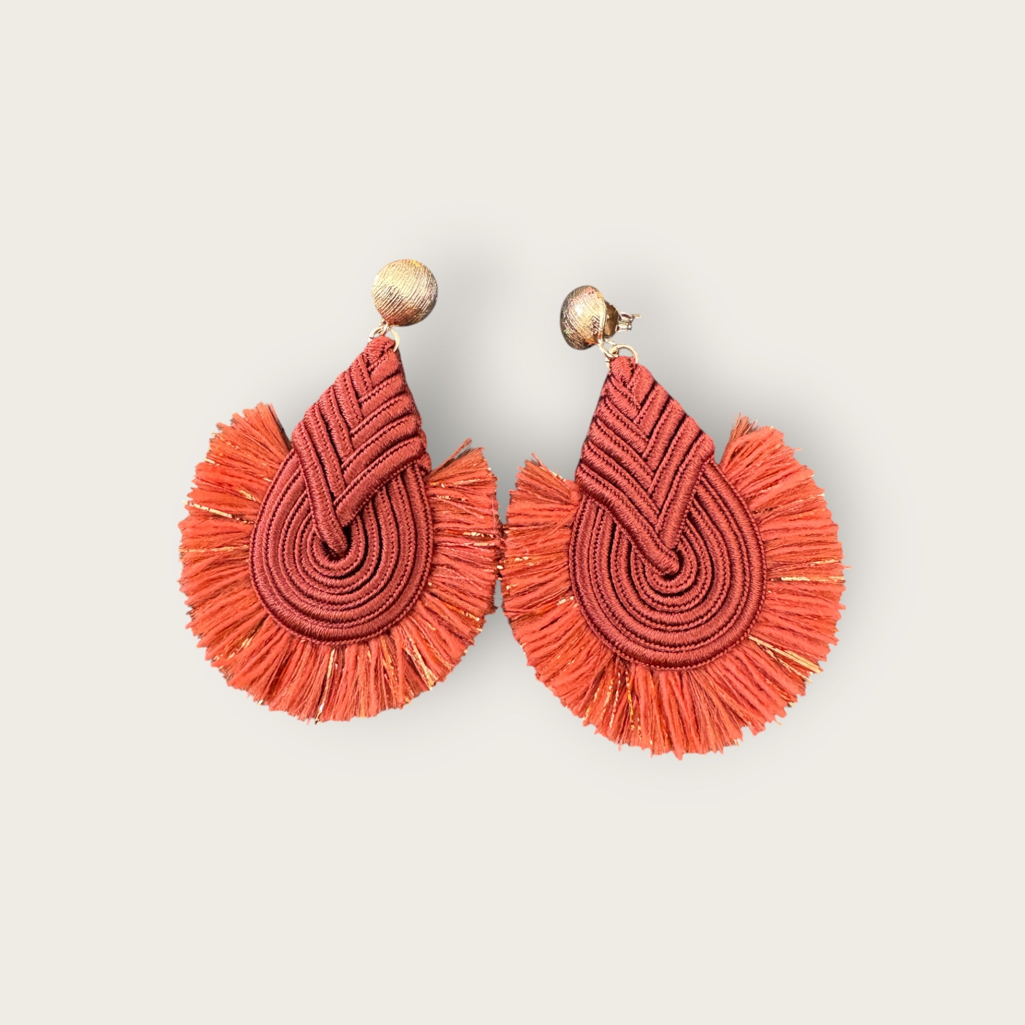 EFFET BIJOUX - Boucles d'oreilles en passementerie - MADEMOISELLE - TERRACOTA
