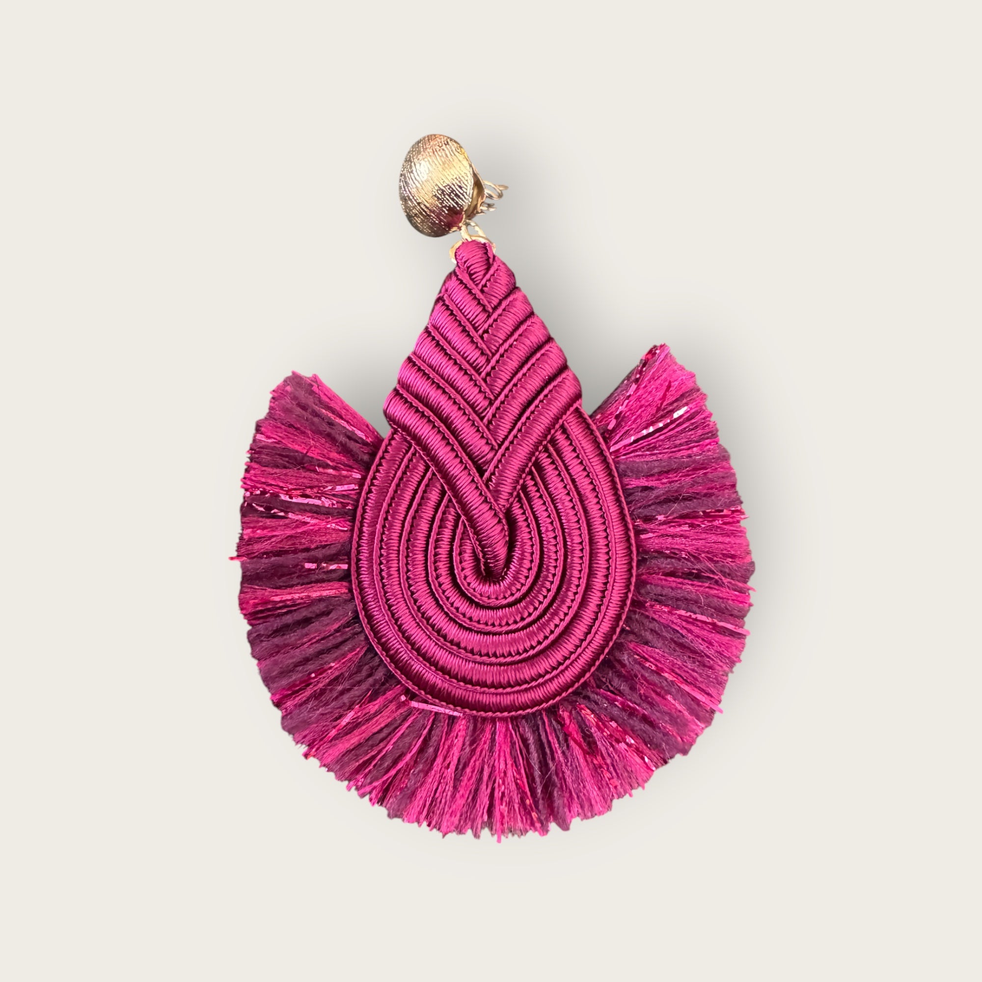 EFFET BIJOUX - Boucles d'oreilles en passementerie - MADEMOISELLE - FUSCHIA