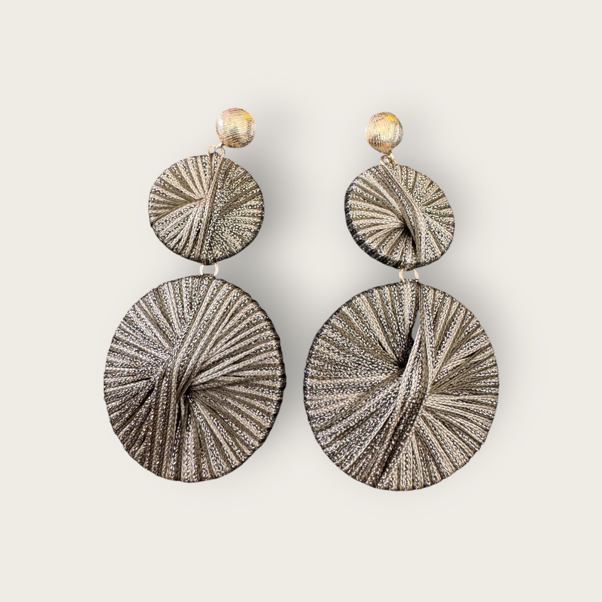 EFFET BIJOUX - Boucles d'oreilles en passementerie - ATHENA - KAKI